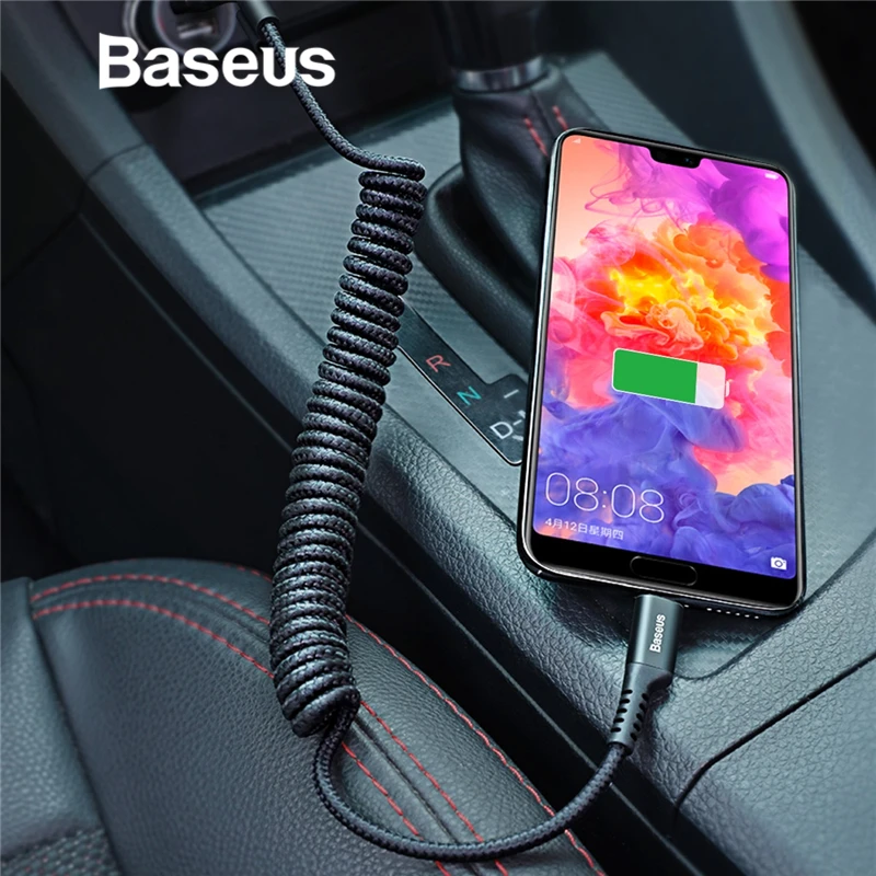 Baseus Весна usb type C кабель для автомобиля стиль хранения гибкий 2A зарядный кабель USB C для type-C устройства