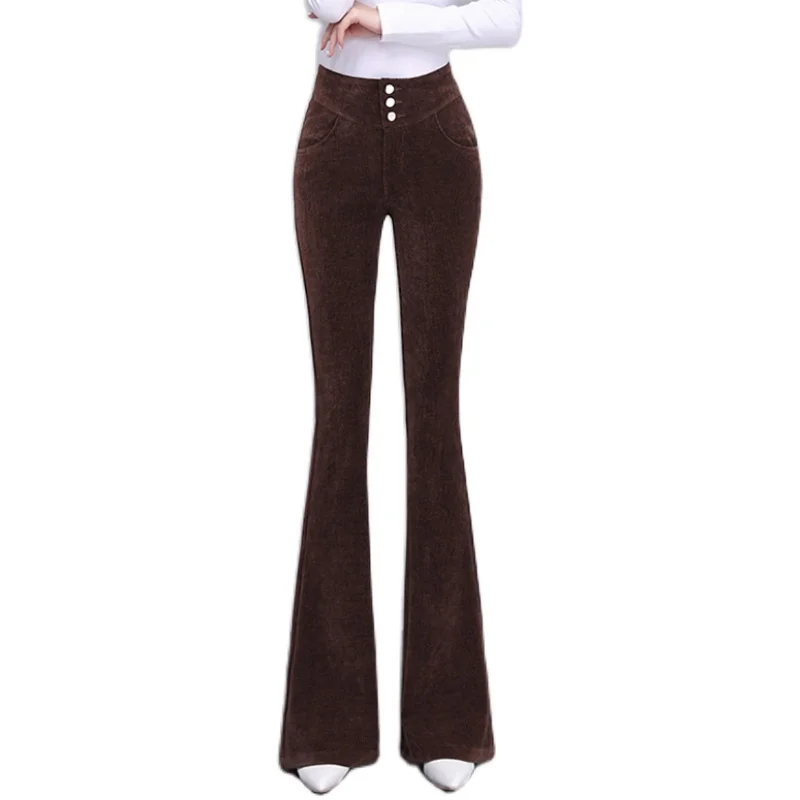 

Осенние вельветовые брюки, женские вельветовые брюки, женские повседневные брюки, женские брюки с высокой талией, расклешенные брюки, женск...