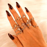 fashion trend new ring personality temperament wild water drop chain set ring hand jewelry female accessories jewelry