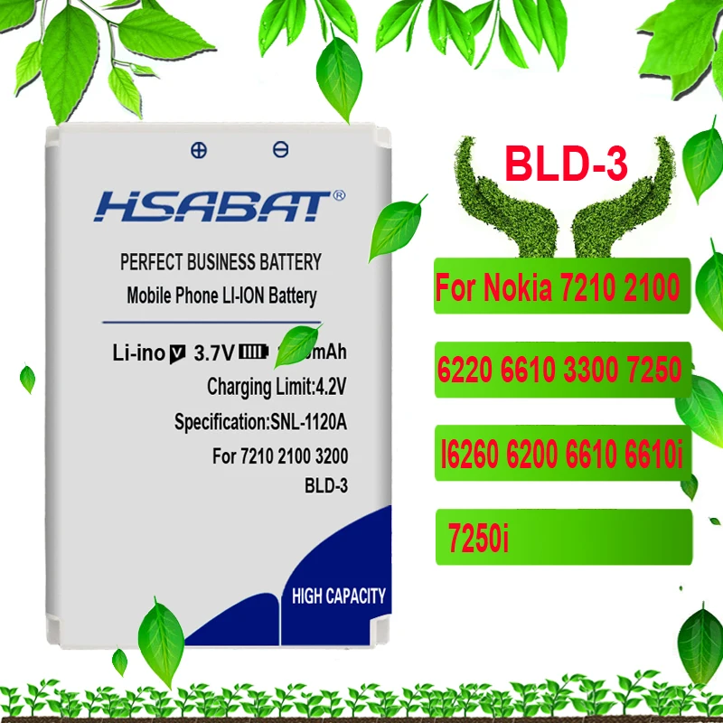 HSABAT Батарея для Nokia BL-4B BL-4D BL-4C BL-4CT BL-4U BL-5B BL-5BT BL-5C BL-5CT BL-5J BP-5M BP-6X BL-6Q BLC-2 BLD-3 BLB-2