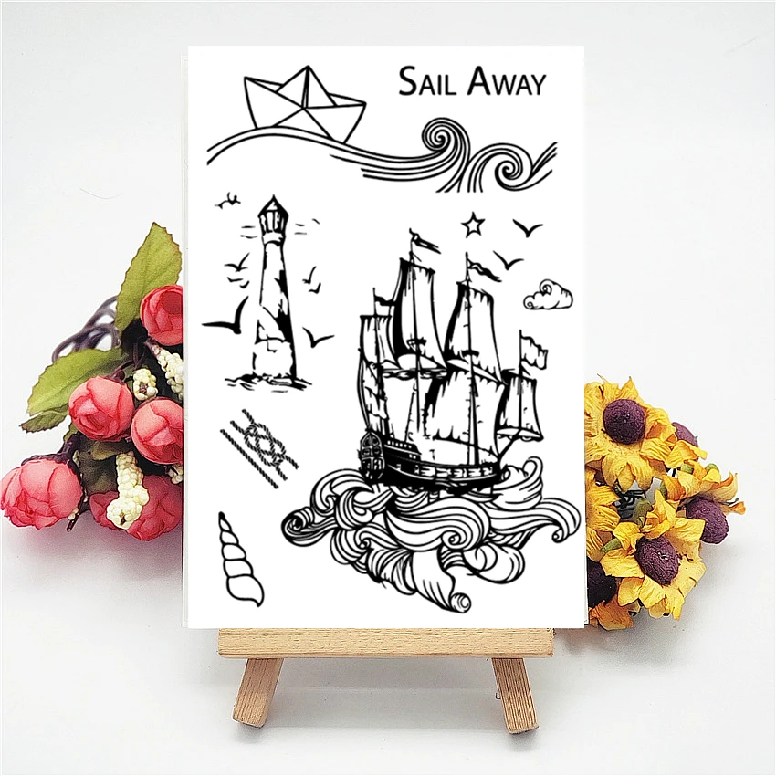 11x16 см пиратский корабль прозрачный печать прозрачные наклейки силиконовый