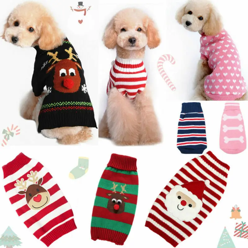 

Dog Sweaters Clothes Christmas Knitted Jumper Apparel Warm Winter Autumn Clothes Pet For Small Large Dog S-XXL Knitwear Costume