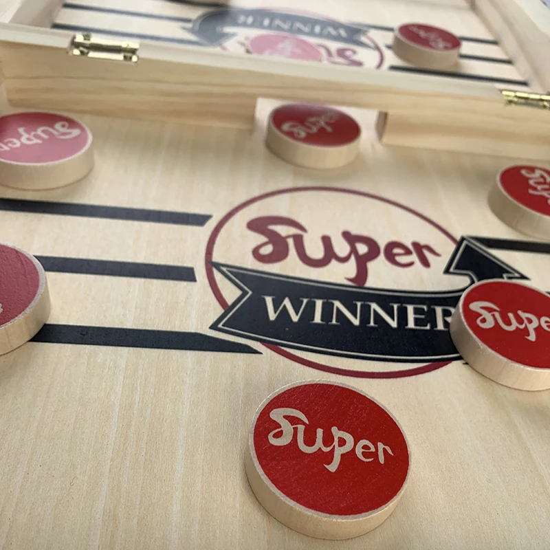 

Table Hockey Game&chess 2 In 1 Wooden Foldable Board Game for Parent-child Interactive Toy Fast Sling Puck Game Present