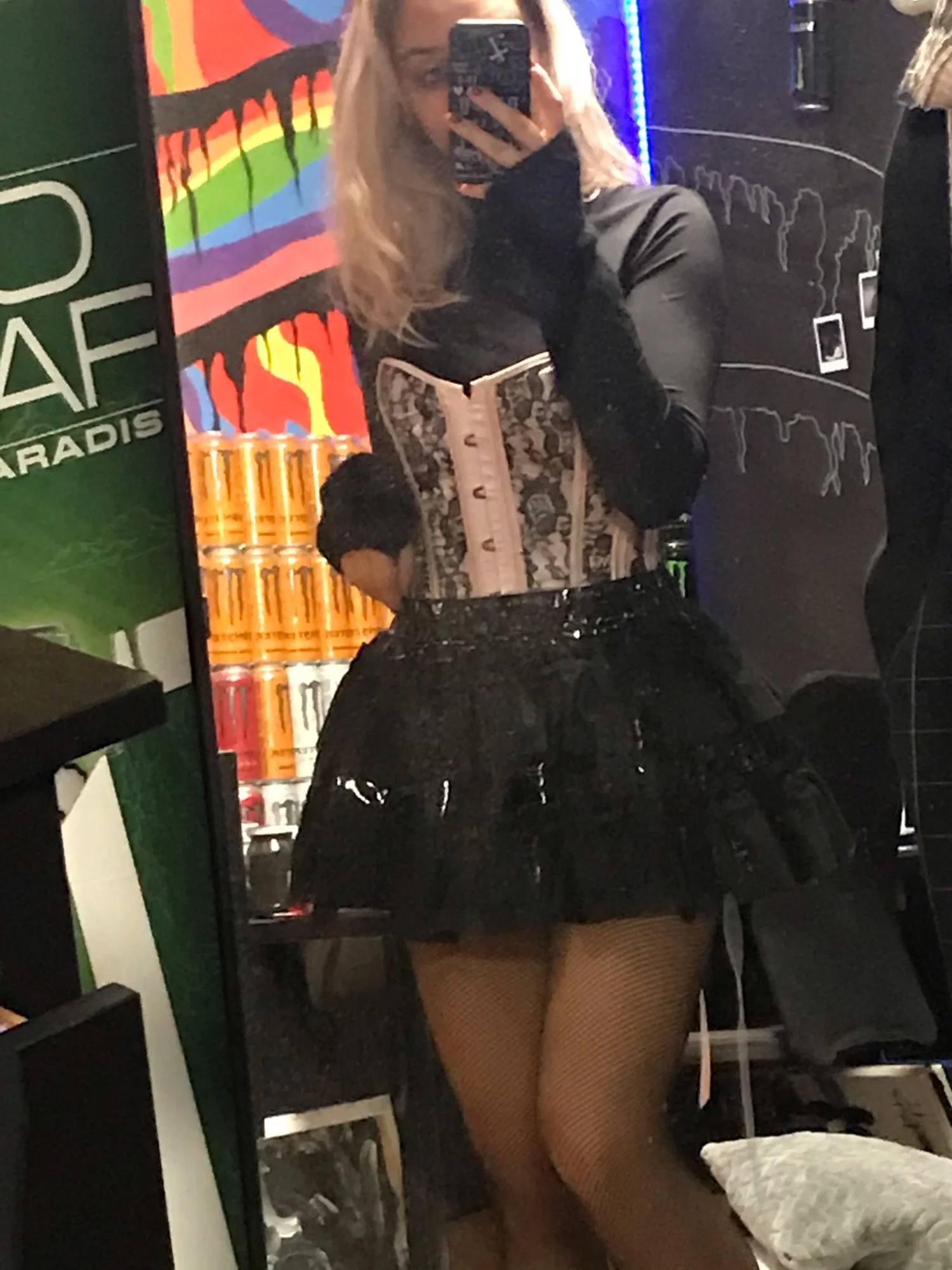 

You black gothic woman pvc skinned shredded leather with mini skirt clubwear