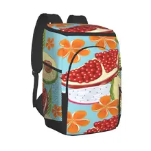 Picnic Cooler Backpack Hand Drawn Topical Fruit Waterproof Thermo Bag Refrigerator Fresh Keeping Thermal Insulated Bag