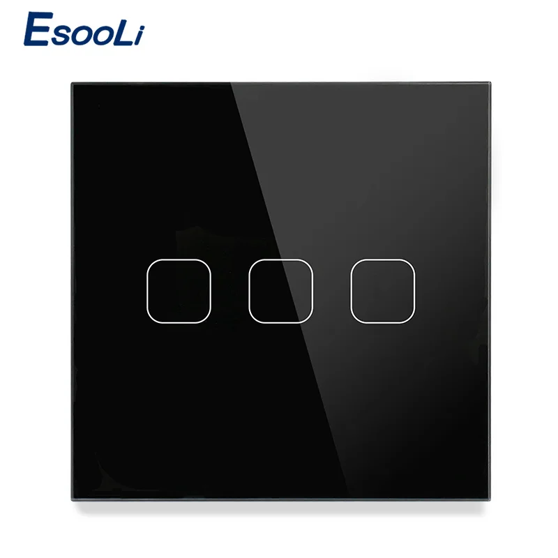 Настенный сенсорный выключатель Esooli европейского стандарта 3 клавиши 1 канал
