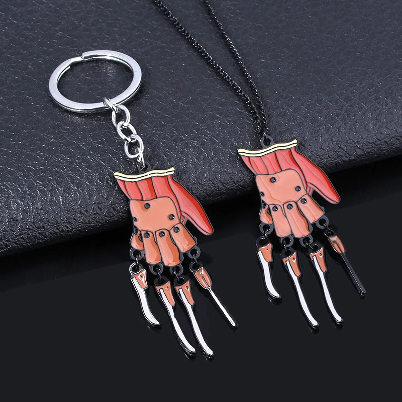 Horror Movie Ghost Street Freddie Kruger Gloves Keychain Halloween Necklace Gift