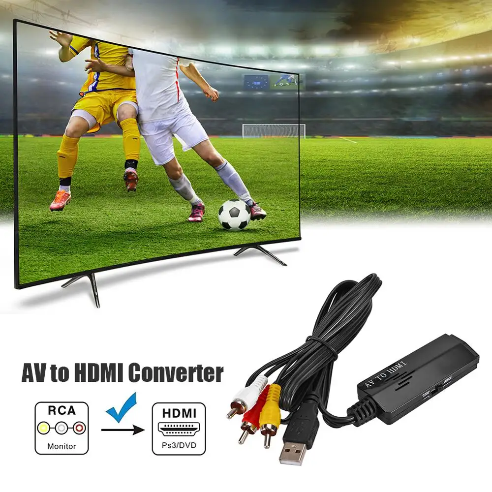 

AV to HDMI Male to 3 RCA Video Audio AV Adapter Cable 3RCA Stereo Converter Component for TV Set-Box DVD DV PC Laptop Desktop