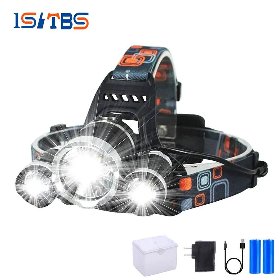 Светодиодный налобный фонарь супер яркий головной светильник T6 на открытом