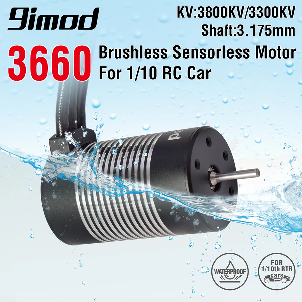 

9imod 3660 Waterproof Brushless Sensorless Motor 3800KV 3300KV for WLtoys XK 104001 1/10 Tamiya GTR Traxxas HSP Lexus RC Car