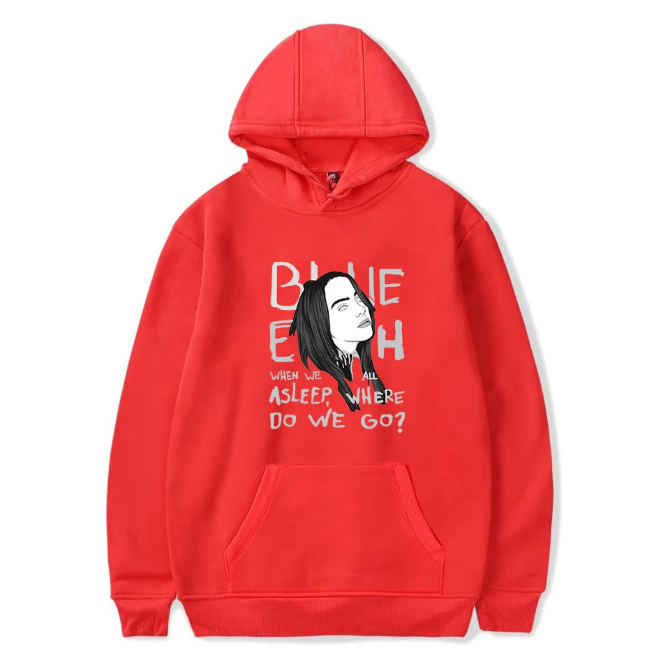 Red-A Приграничный европейский и американский стиль для Billie Eilish принт тренд для мужчин и женщин с Повседневная Толстовка с капюшоном - Цвет: Red-A