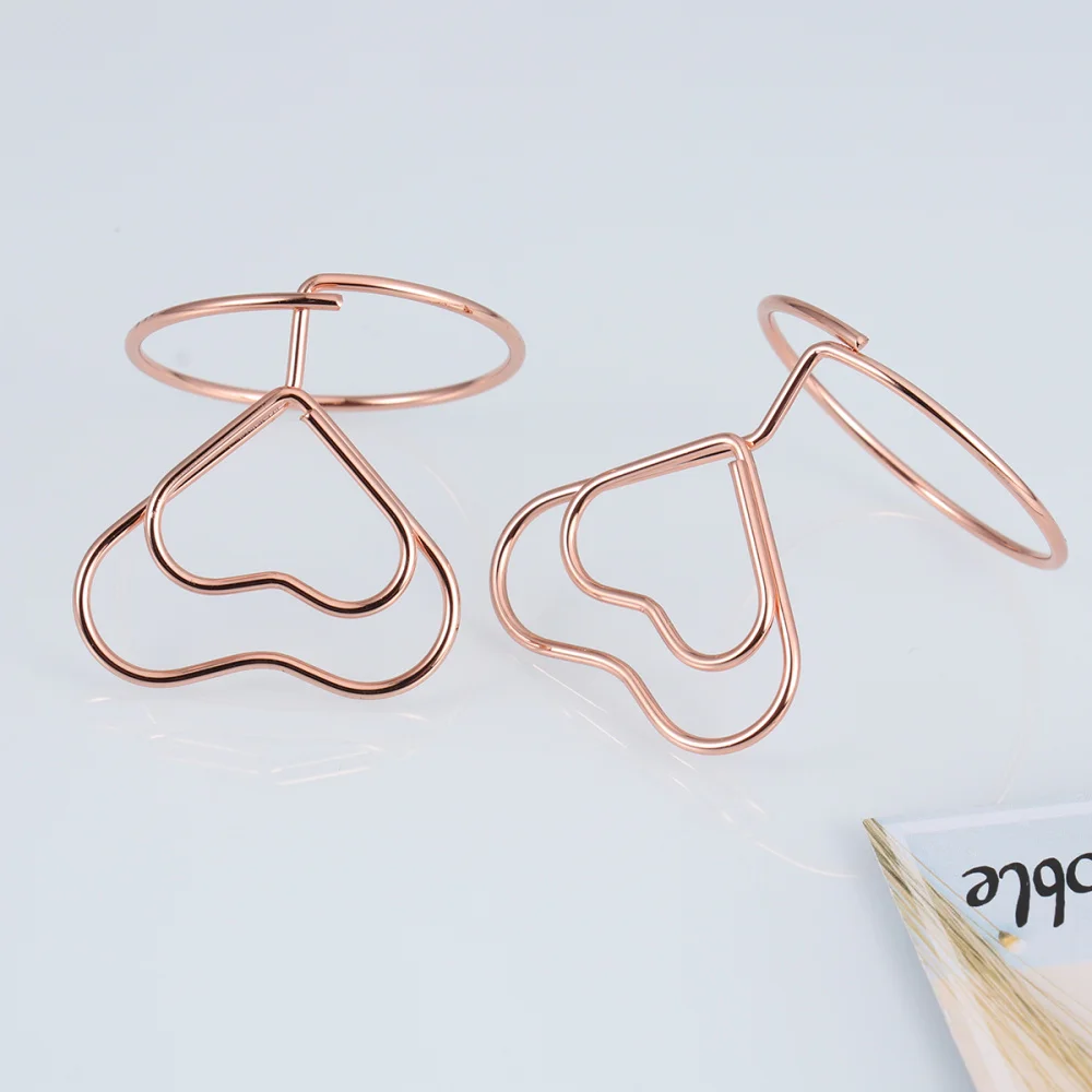 

20pcs Decorative Heart Place Memo Holder Wire Table Number Holders with Base for Restaurant Wedding Banquet (Rose Gold)