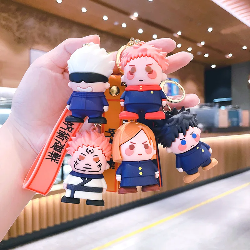 

Hot Selling Classic Japanese Cartoon Anime Curse Back War Keychain Car Key Ring Fu Hei Hui Wu Tiao Wu Bag Pendant Key Chains
