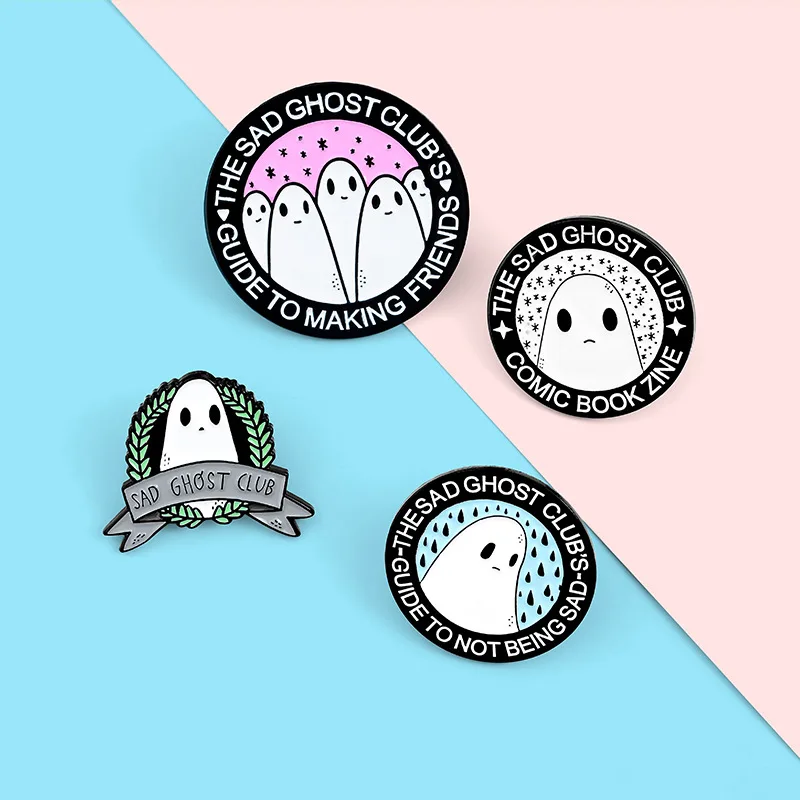 

Sad Ghost Club Enamel Pin Custom Guide to Making Friends Brooches Badge Bag Shirt Lapel Pin Buckle Jewelry Gift for Friend