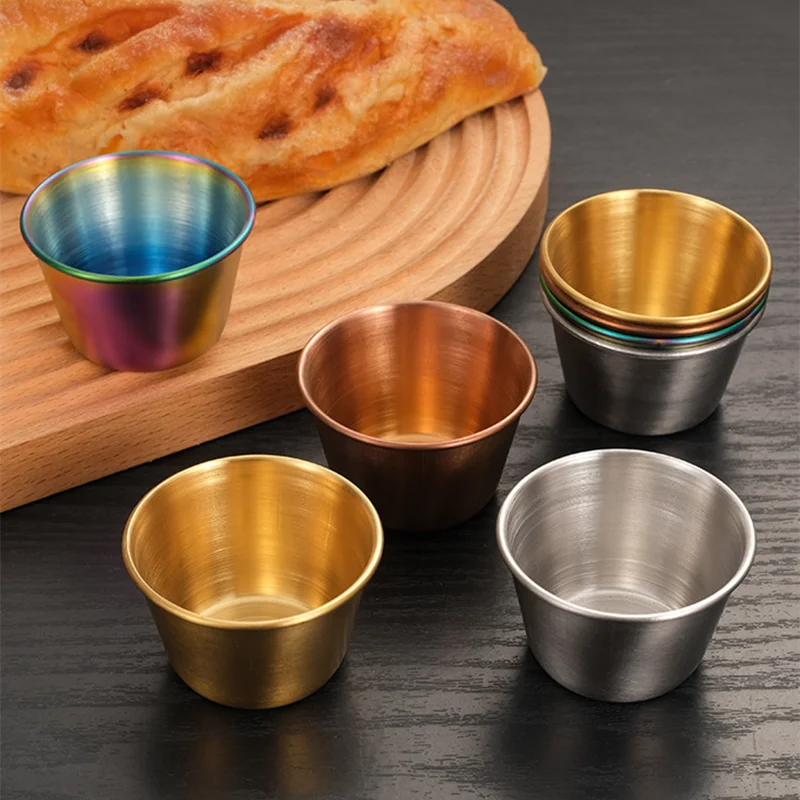 Stainless Steel Sauce Dishes Dipping Bowl Tableware Round Household Seasoning Ketchup Cups Spice Plates Kitchen Supplies