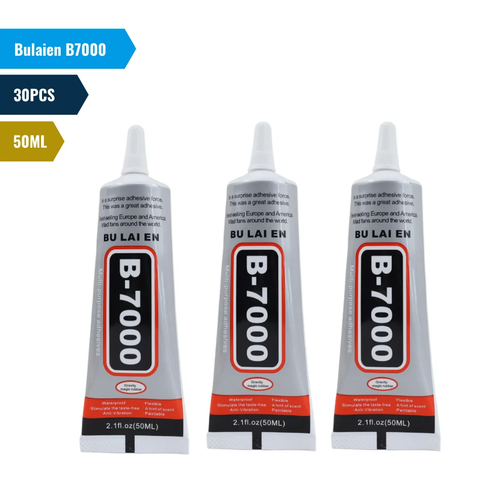 30PCS Bulaien B7000 50ML Clear Contact Phone Repair Adhesive Universal Glass Plastic Leather Wood Glue With Applicator Tip