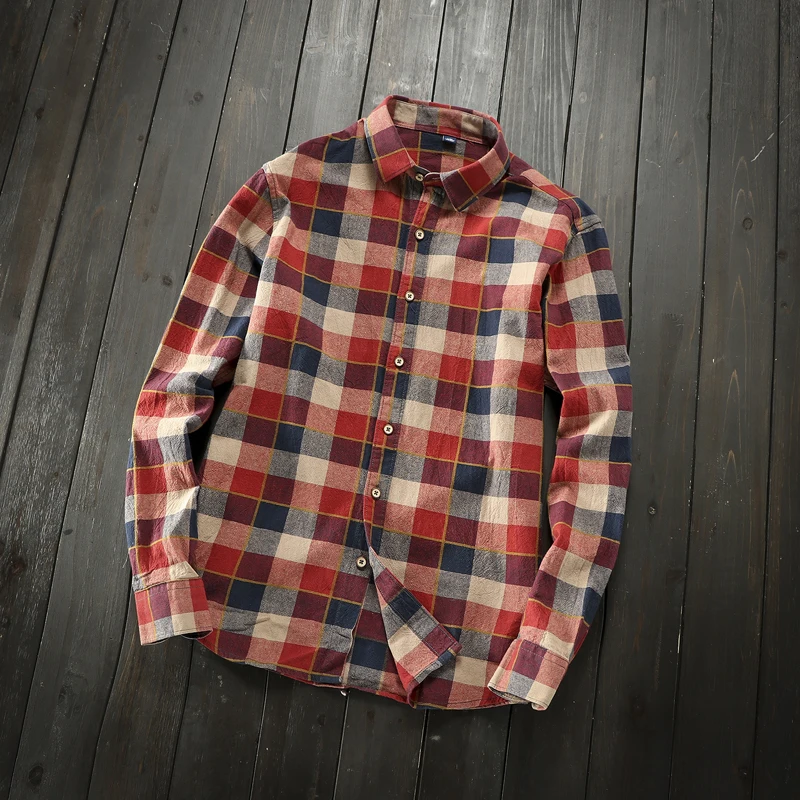 Мужская хлопковая рубашка в клетку повседневная винтажная осенняя 2019 | одежда