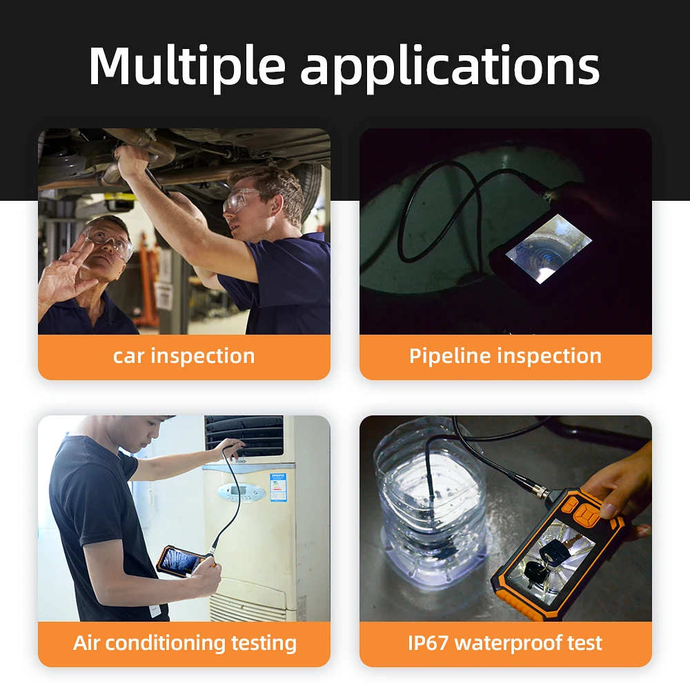 

FUERS Handheld Endoscope Camera HD720P 4.3Inch Screen Industrial Endoscope TF Card Storage 8mm IP67 Waterproof Inspection Camera