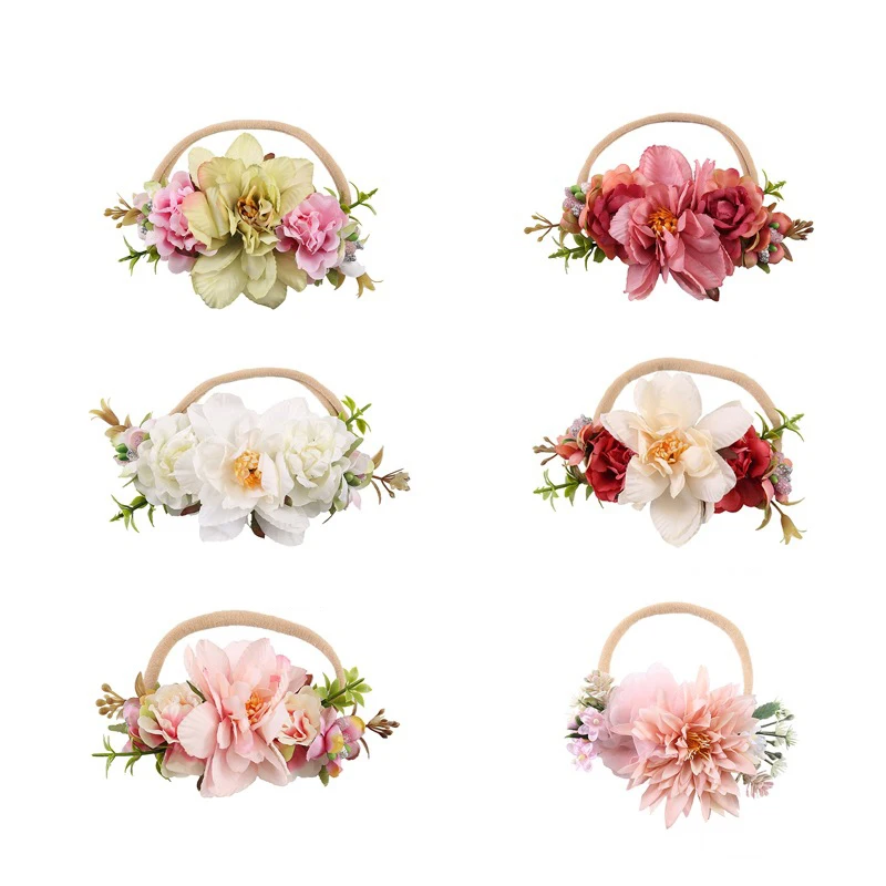 Diadema el&aacute;stica para ni&ntilde;a peque&ntilde;a, accesorios para el cabello de princesa, costura creativa de simulaci&oacute;n nueva, herramientas para foto de flores, venta al por mayor-5