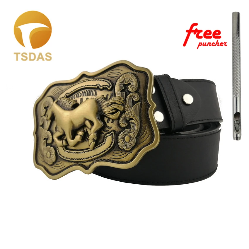 Solid Brass Horse Vintage Belt Buckle For 4.0cm Wide Cool Buckles Classic Men Women Jeans accessories|belt buckle|vintage brass belt bucklesbuckles