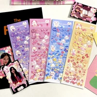 korean laser ribbon chain lovely rabbit idol card stickers diy scrapbooking junk journal diary photo album mobile phone sticker