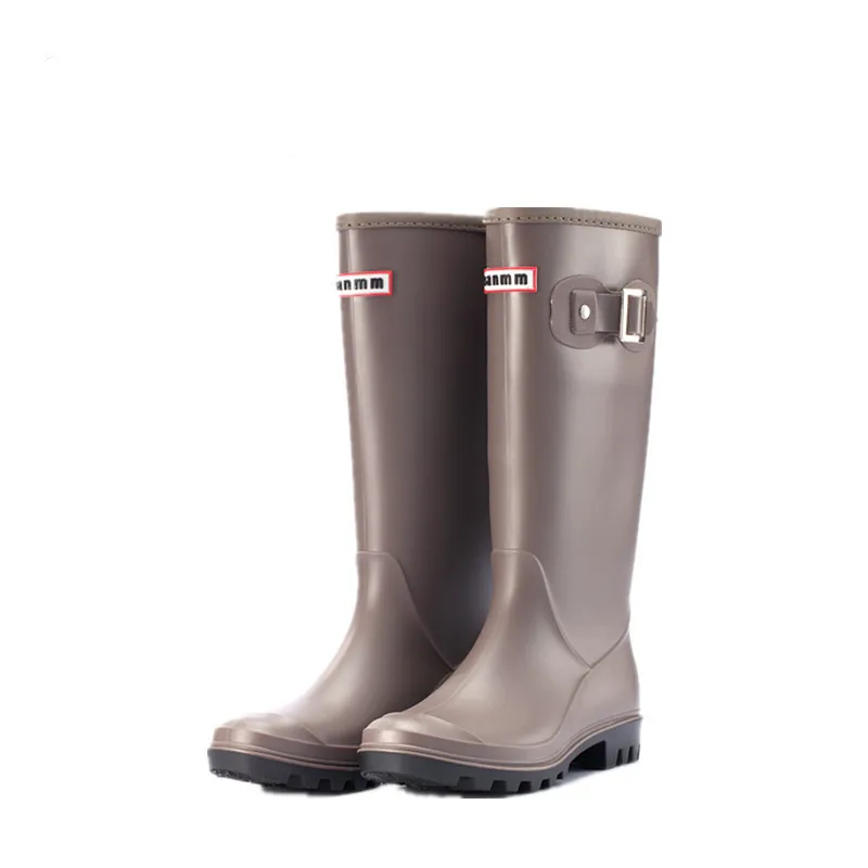 Women Rain Boots Shoes 2021 Waterproof PVC Work Knee High Flat Anti-slip Rubber Rainy Day Shoes Woman Rubber Rainboots