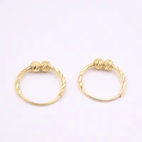 new arrival pure 24k yellow gold woman earrings luck carved bead stripe hoop earrings 1 2 1 5g 15mmw