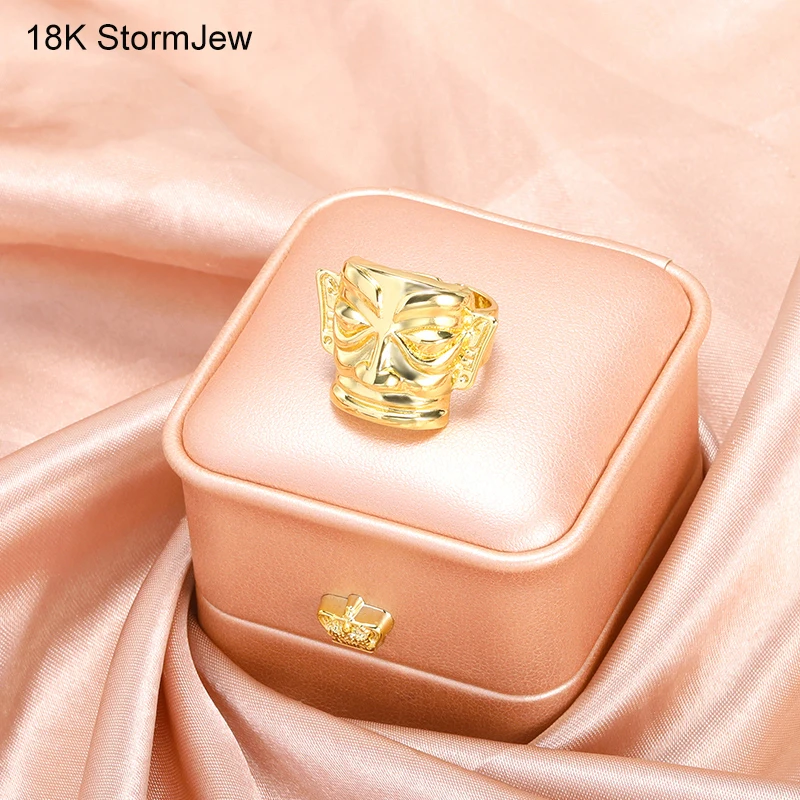 

Portrait Copper Rings For Women Men Gold Ancient Mask Wide Ring Adjustable Punk Style Finger Accessories Unique Jewelry Gifts