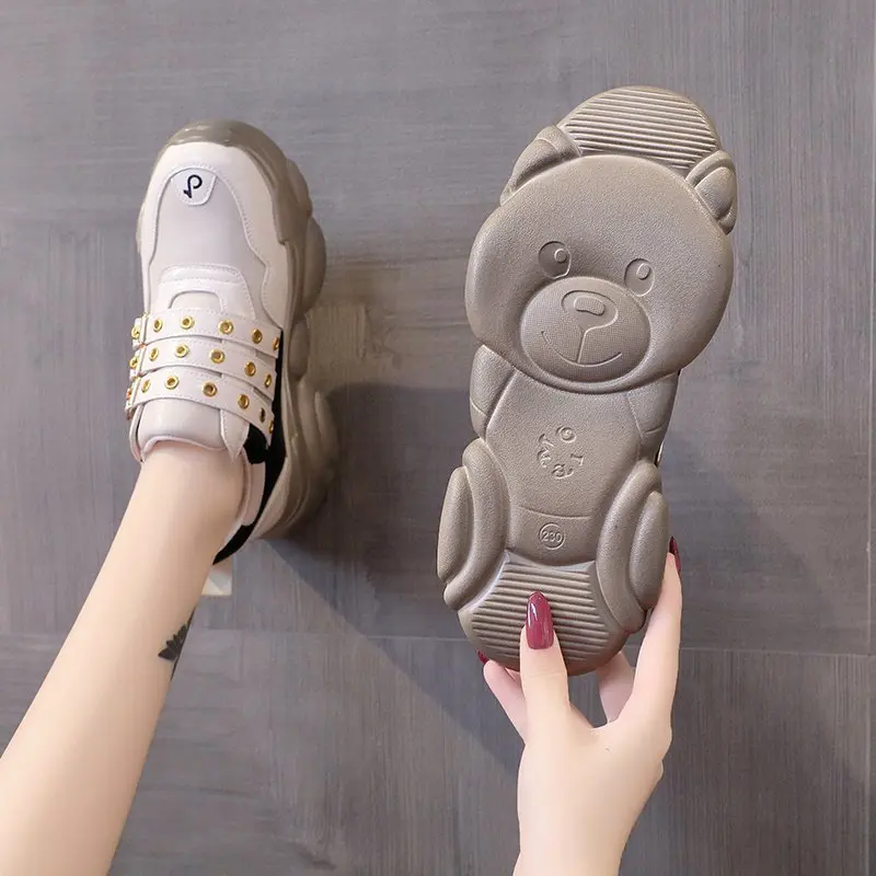 

Women Platform Chunky Sneakers Fashion Designers Hook&loop Casual Shoes Woman Autumn Tenis Basket Female Vulcanized Shoes 7cm