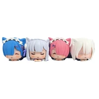 4pcsset kawaii sleep cat ear rem ram emilia japan anime action figure pvc toys cute rezero dolls room decor xmas gift for boys