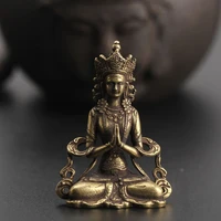 buddha statue pendant mini ornament solid copper miniature figurines handmade craft living room office home decor accessory