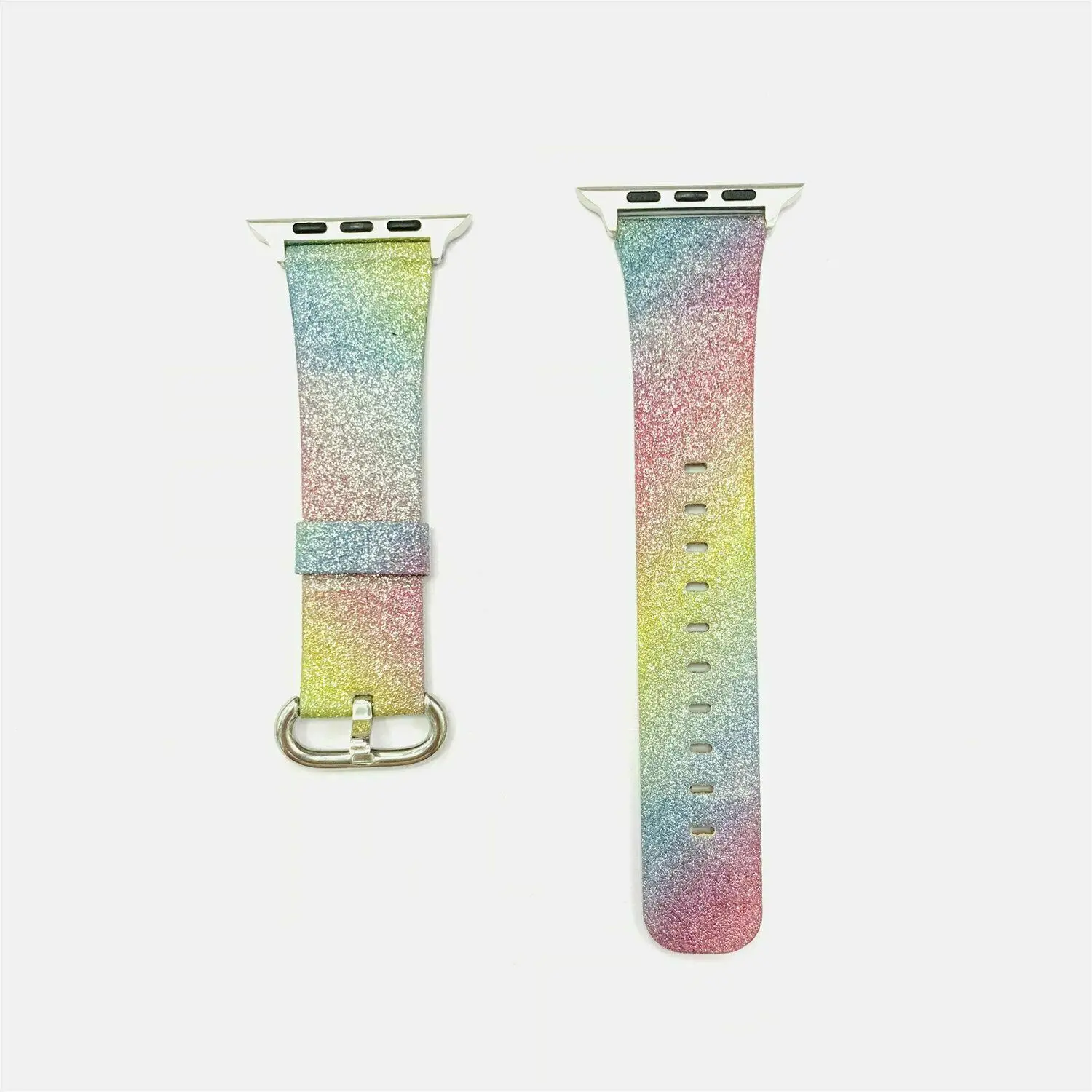 Блестящий Радужный кожаный ремешок для Apple Watch Band iWatch Series 5 4 3 2 1 сменный Браслет с