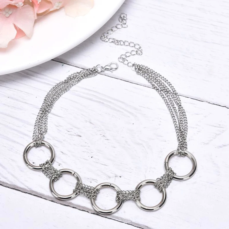 for Women Neck Collar Statement Necklace Jewelry 4 Styles Punk Style Zinc Alloy Chain Link Iron Circles Choker | Украшения и