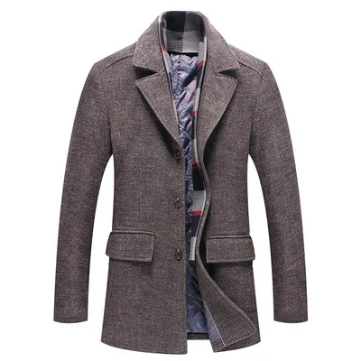 

and men's winter Autumn woolen overcoat lapel plus cotton scarf wool woolen coat for men's coat