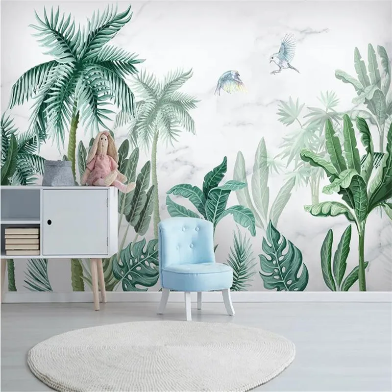 

Custom 3d wallpaper mural medieval hand-painted tropical rainforest plant landscape background wallpaper mural