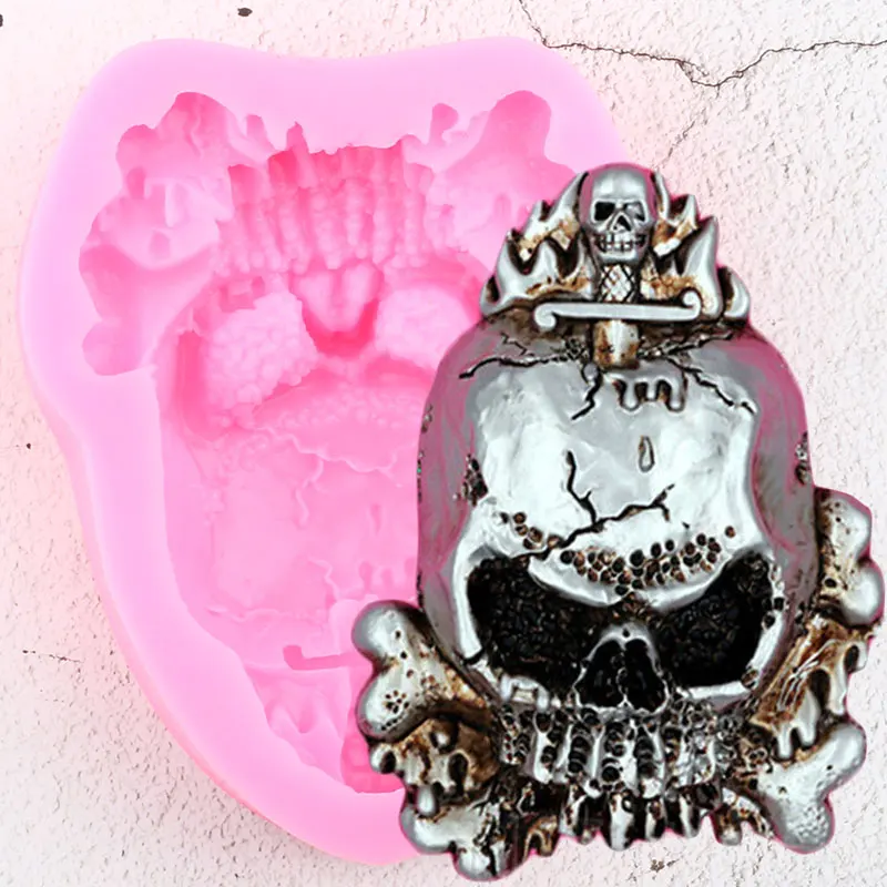 3D крест Скелет Череп силиконовые формы Хэллоуин торт инструменты для украшения