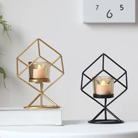 1pcs geometric metal candle holder creative romantic candlestick for home living room party dinner table desktop decoration