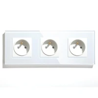 bseed triple france poland standard wall power socket crystal glass panel white black gloden 110 240v electrical frence socket