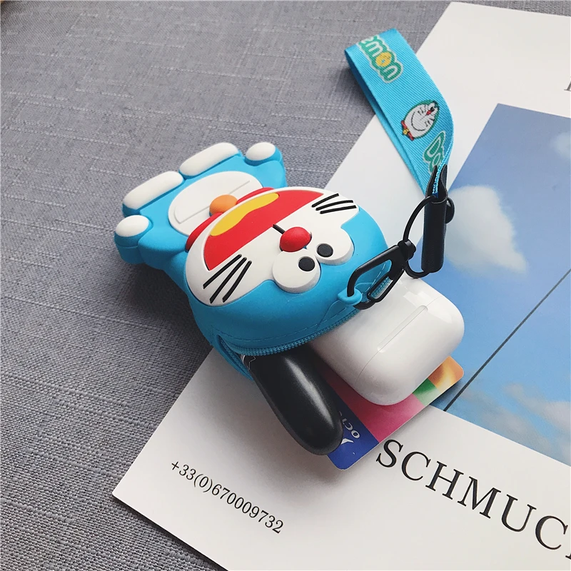 Миниатюрный кошелек для мелочи с роботом-котом Дамский на молнии ремешком