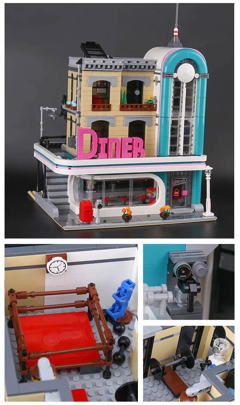 DHL 15037 серия уличных зданий 10260 MOC городской закусочной сборочный блок кирпичи Детские Рождественские подарки Детские игрушки