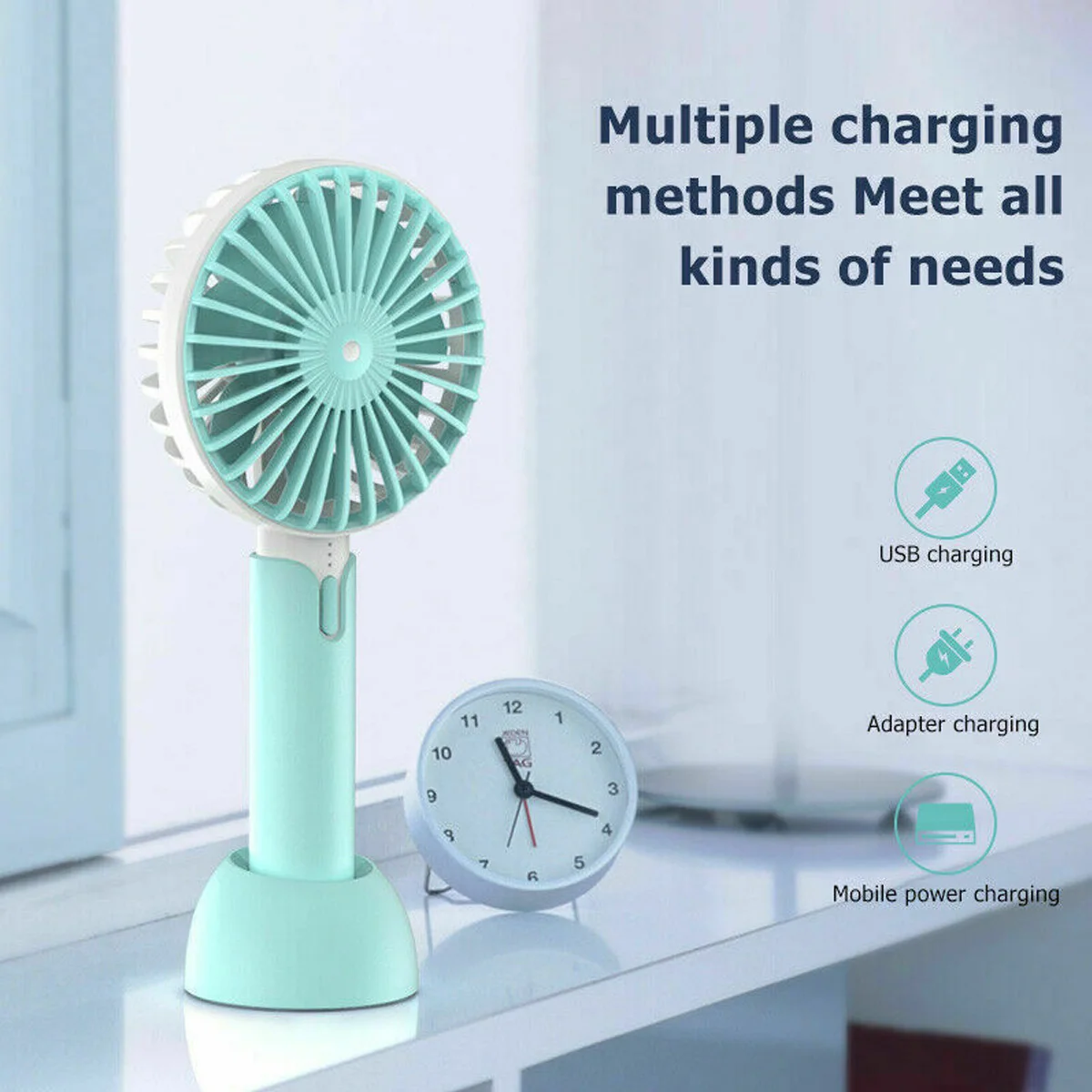 

7-leaf Brushless Handheld Portable Fan Usb Rechargeable Mute Sound Home Office Desk Fan 1200MAH