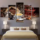 Кофе художественной росписи картины на холсте картинки для Гостиная рамки 5 шт. модульная HD печатает кухонный плакат домашний деко
