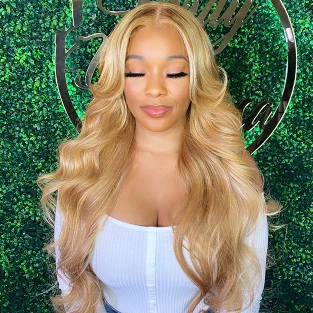 

26 Inch Long Highlight Ombre Blonde Body Wave 13x6 Lace Front Wig With Baby Hair Brazilian Human Remy For Black Women 613 Daily