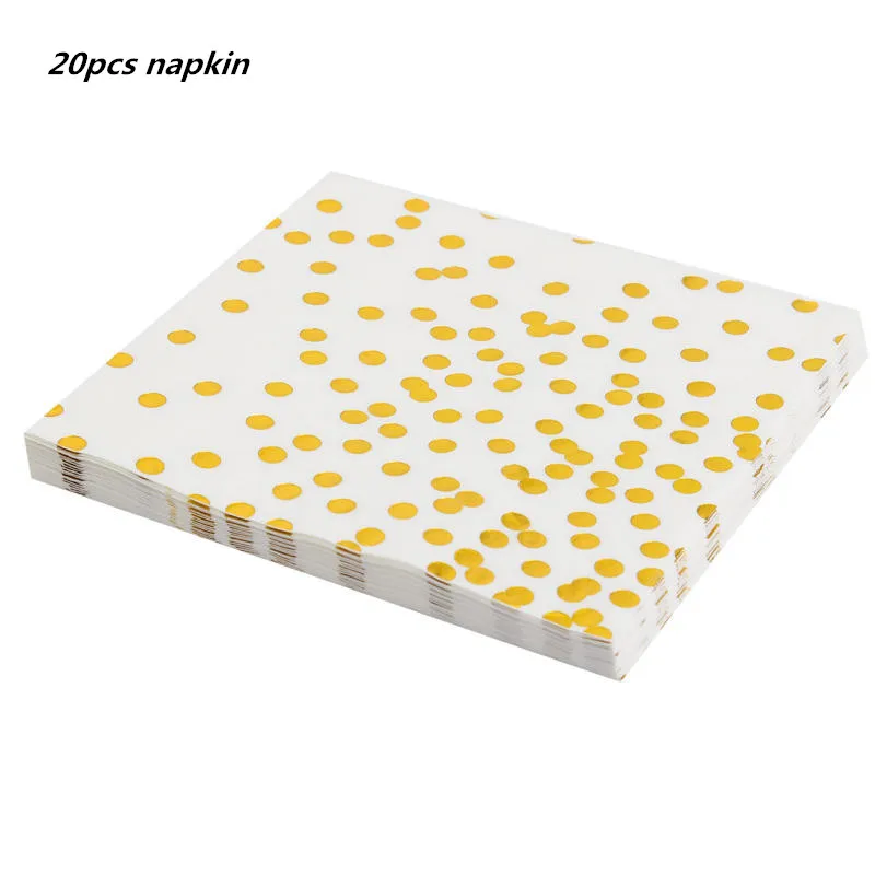 20pcs napkin 20 шт./лот, разноцветные золотые Одноразовые столовые салфетки, 10 шт., тарелка, чашка для ребенка на день рождения, вечерние, свадебные, рождественские украшения на Рамадан - Цвет: 20pcs napkin