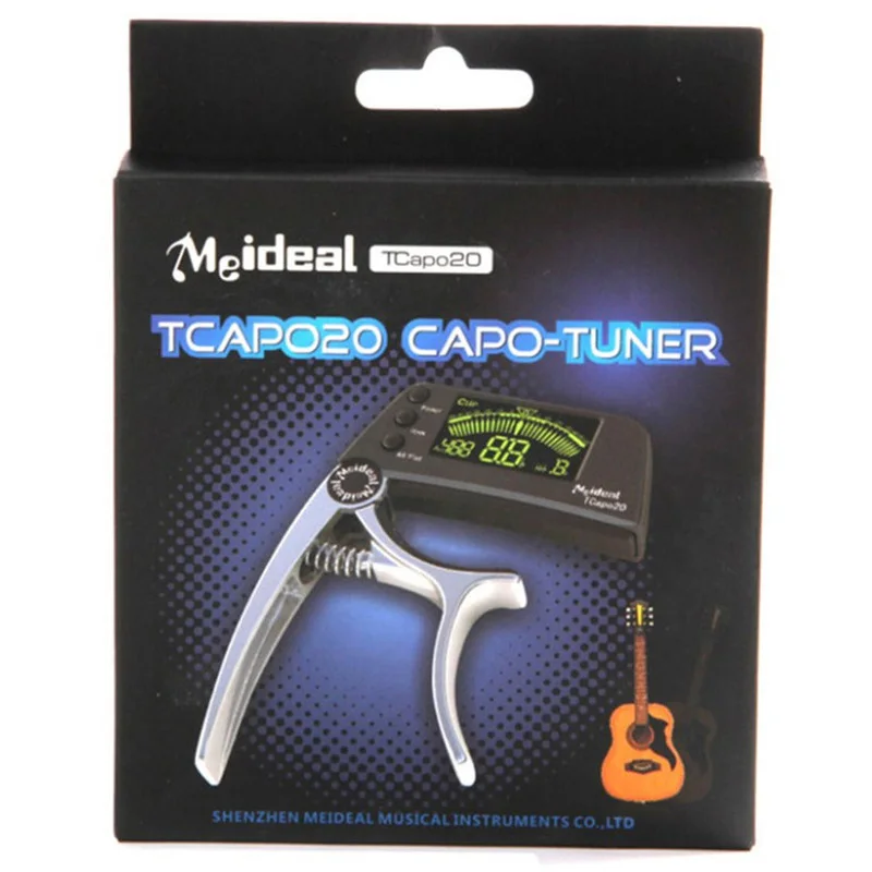 tcapo20 akustische gitarre tuner capo 2 in 1 schnell ändern key capo tuner metall für elektrische gitarre bass chromatische teile zubeh
