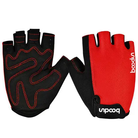 Бренд Boodun, спортивные перчатки для мужчин и женщин, мужские Противоскользящие перчатки из микрофибры, черные и красные спортивные перчатки Guantes, Перчатки для фитнеса и тренировок, Прямая поставка, AGB303