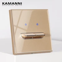 kamanni luxury light switch general standard crystal tempered glass paddle reset switch gold push botton wall switches 220v new