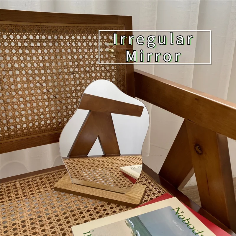 

Simple Irregular Mirror Home Desktop Makeup Mirror Acrylic Decoration Standing Mirror