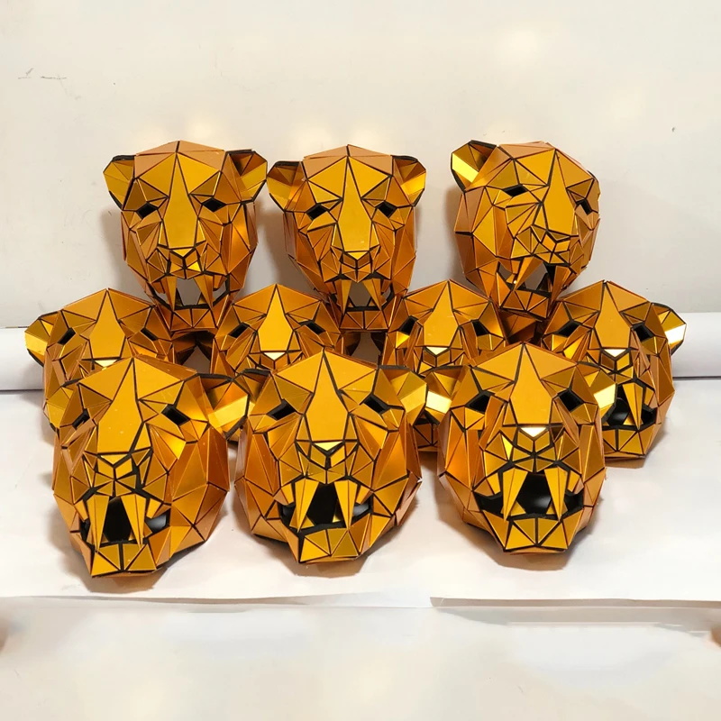 Головной убор Rave в виде животных Золотое зеркало маска для танцев Леопардовый