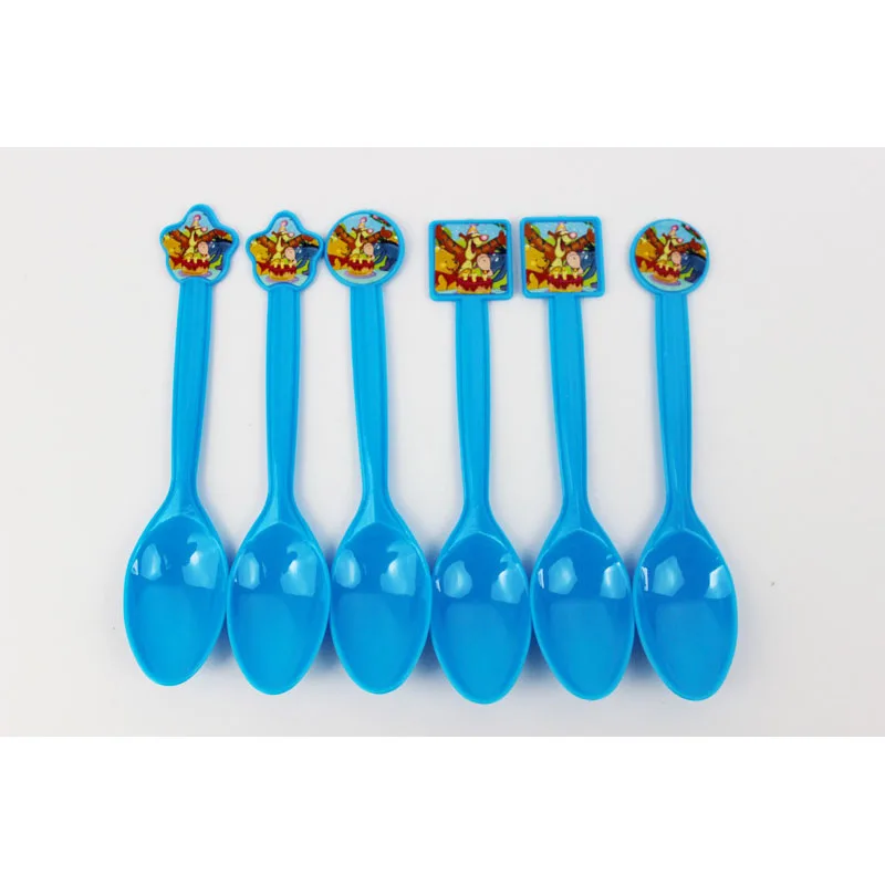 spoon-6pcs Детские товары на день рождения, комплект с рисунком Винни-Пуха, детское платье на день рождения, комплект с чашками, соломенная скатерть - Цвет: spoon-6pcs
